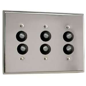  Brass Triple Push Button Plate   Polished Nickel