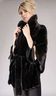 Black SAGA FURS Mink Fur cape w belt   One Size fits all   MAILON FURS 