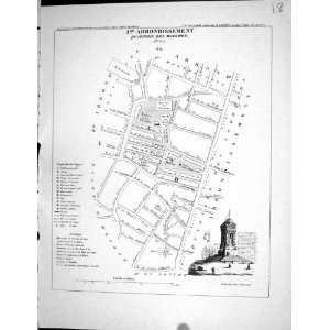  Banque De Ble Fleury Antique Map Paris France Plan 1834 