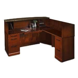  Bourbon Cherry Mayline Sorrento Reception Desk with Marble 