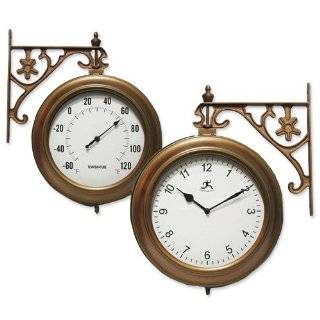 Copper Climate  14 Hanging 2 sided Clock & Thermometer by Jewelry 
