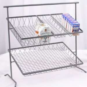  2 Tier Metal Stand   4 Removable Baskets   30W x 17 1/2D 