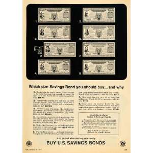  1965 Ad U. S. Saving Bonds Treasury Department Bills 