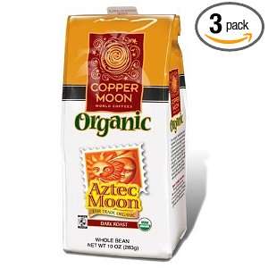 Copper Moon Aztec Moon Organic Coffee, Whole Bean, 10 Ounce Bags (Pack 