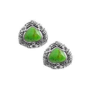  Barse Lime Turquoise Clip Earrings Jewelry