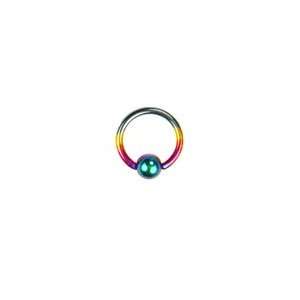 Anodized Rainbow Titanium Captive Bead Ring   16G 3/8   Each Sold 