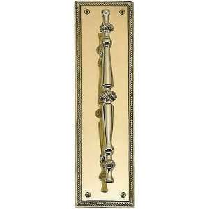 Large Traditional Door Pull With Rope Back Plate in Polished Brass.