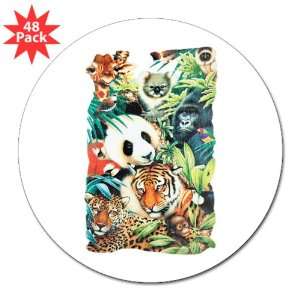  3 Lapel Sticker (48 Pack) Animal Kingdom Collage 