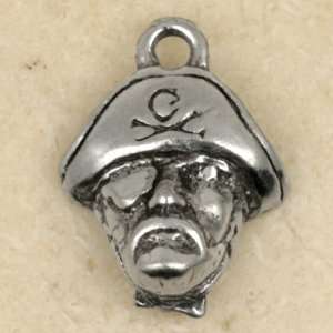  PIRATE SAILOR FACE Sterling Silver Plated Pewter Charm 