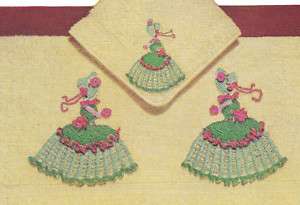 Vintage Crochet Pattern Crinoline Lady Motifs Appliques  
