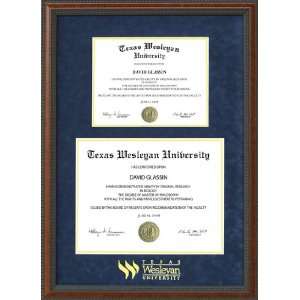  Texas Wesleyan Double Diploma Frame