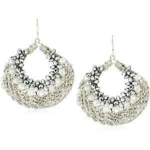  Leslie Danzis Irridescent 1.75 Silver Beaded Earrings 
