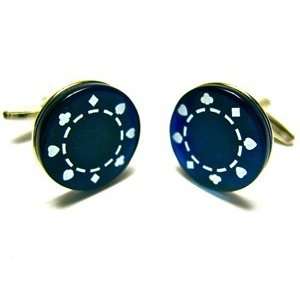  Blue Poker Chip Cufflinks Jewelry