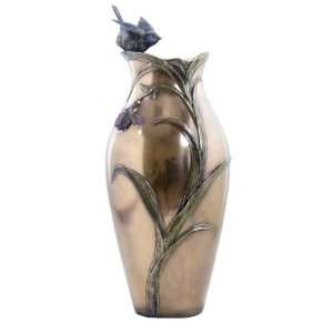  14.75 Inch Victorian Vase Polished Bronzehue Orchid Iris 