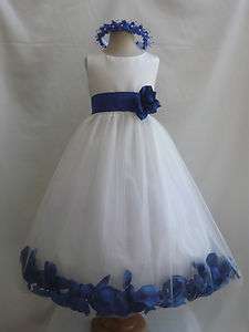   BLUE PAGEANT PARTY FLOWER GIRL DRESS S M L XL 2 4 6 8 10 12 14  