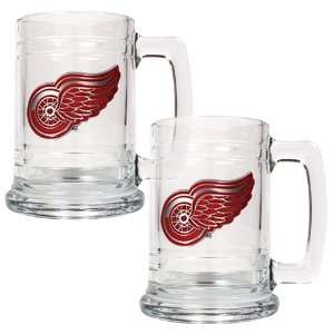  Detroit Red Wings 2pc 15oz Beer Glass Tankard Set Kitchen 