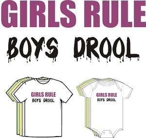 GIRLS RULE Boys Drool Funny Cute Baby T shirt Tee  