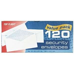  Top Flight Boxed Number 10 Security Envelopes, 4.125 x 9.5 