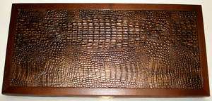 HUGE New wood handmade BACKGAMMON ( Skin of Crocodile ) 52*53cm 20.5 