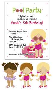   , Print Your Own, Birthday Party Invitations   Pool Party Swim Girl