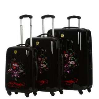 Ed Hardy Brazil Love Kills Slowly 3 Piece Spinner Luggage Set   Black 