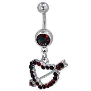   Crystal Love Heart Birthstones Gem Belly Button Ring Pugster Jewelry