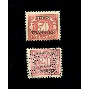  Lot of United States (2) RARE STOCK TRANSFER Stamps 