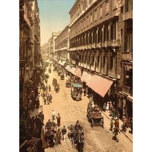  Vintage Travel Poster   Via Roma Naples Italy 24 X 18 