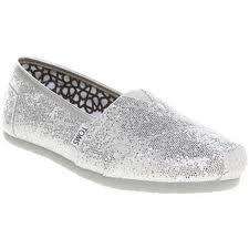 TOMS SHOES SILVER GRAY SIZE 6.5 7.5 8.5 GLITTER SEQUINCE FLAT SLIPPERS 