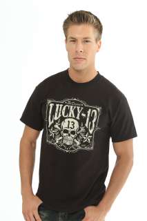 Lucky 13 Tombstone Logo Skull Short Sleeve T Shirt  