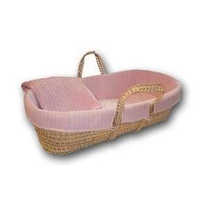  Cable Knit Moses Basket   Pink Baby