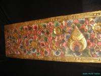 Balinese lotus carved wood wall art architectural panel  