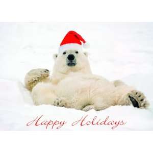  Polar Bear with Santa Hat Lounging Holiday Cards Toys 