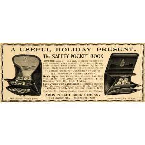  1899 Ad Safety Arm Pocket Book Change Purse Present 334 