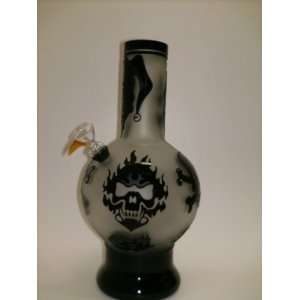    Frosted Skull Black Heavy glass Water Pipe 