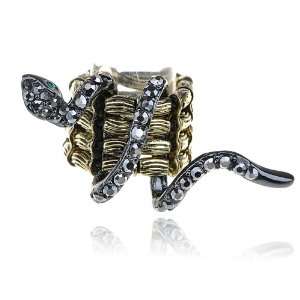  Antique Inspired Silver Tone Coiled Snake Crystal 