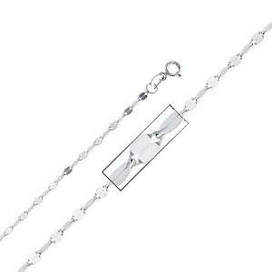 14K White Gold 2mm Twisted Mirror Chain Necklace with Spring Ring 
