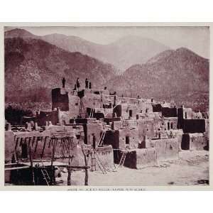  1893 Print Adobe Village Pueblo Indians New Mexico Buel 