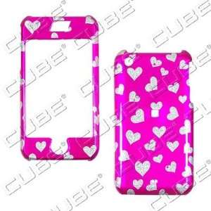  Apple iPhone 1G/2G   Glitter Hearts on Hot Pink   Hard Case 