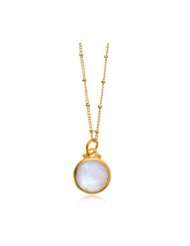 Moonstone Round Necklace in 24 Karat Gold