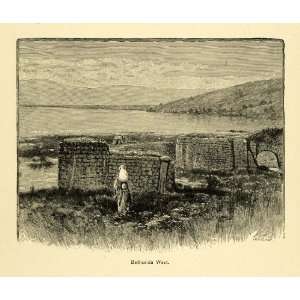  1890 Wood Engraving Bethsaida Religious Site Israel Middle 