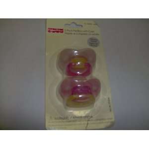  Fisher Price 2 Pack Pink Pacifiers with Case Baby