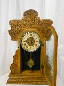 Old Antique E.Ingraham Kitchen/Gingerbread Mantel Shelf Clock Circa 