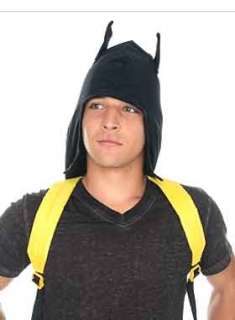 Batman Black Yellow Hood Hooded Hoodie Ears Eared Bat Logo Backpack 