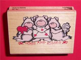 HOGS & KISSES pigs farm animal RUBBER STAMPEDE Stamp Sm  