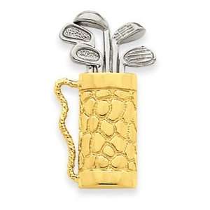  14k Yellow Gold Golf Bag with Clubs Pendant Jewelry