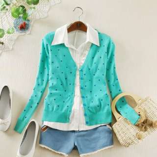   Womens Ladies Sweet Heart Thin Knitted Cardigan 8/10 (6 colors)  