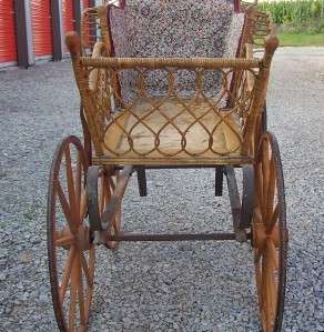 RARE~Antique Victorian Ornate Wicker Baby Carriage  