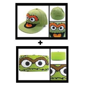 Sesame Street Oscar the Grouch Set   Hinge Wallet and Green Flex Fit 
