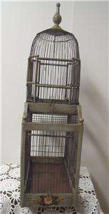 Large Vintage Victorian Wooden Wire Birdcage Bird Cage  